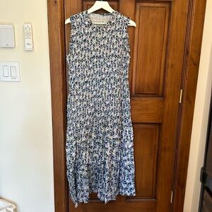 Veronica Beard “Verena” smocked top dress, Cobalt mini abstract floral, size 12